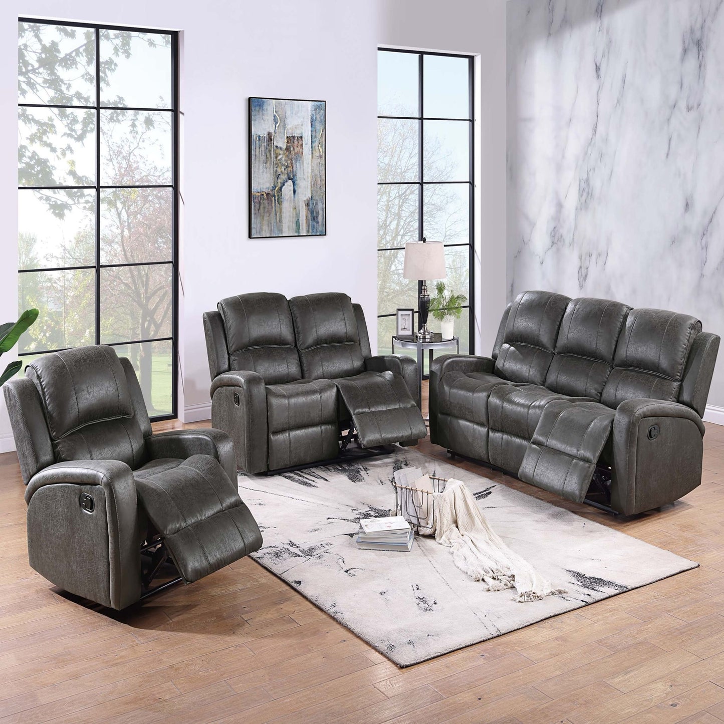 Modern Living Room Set With Square Armrest, Cushion Backrest Home Essentials