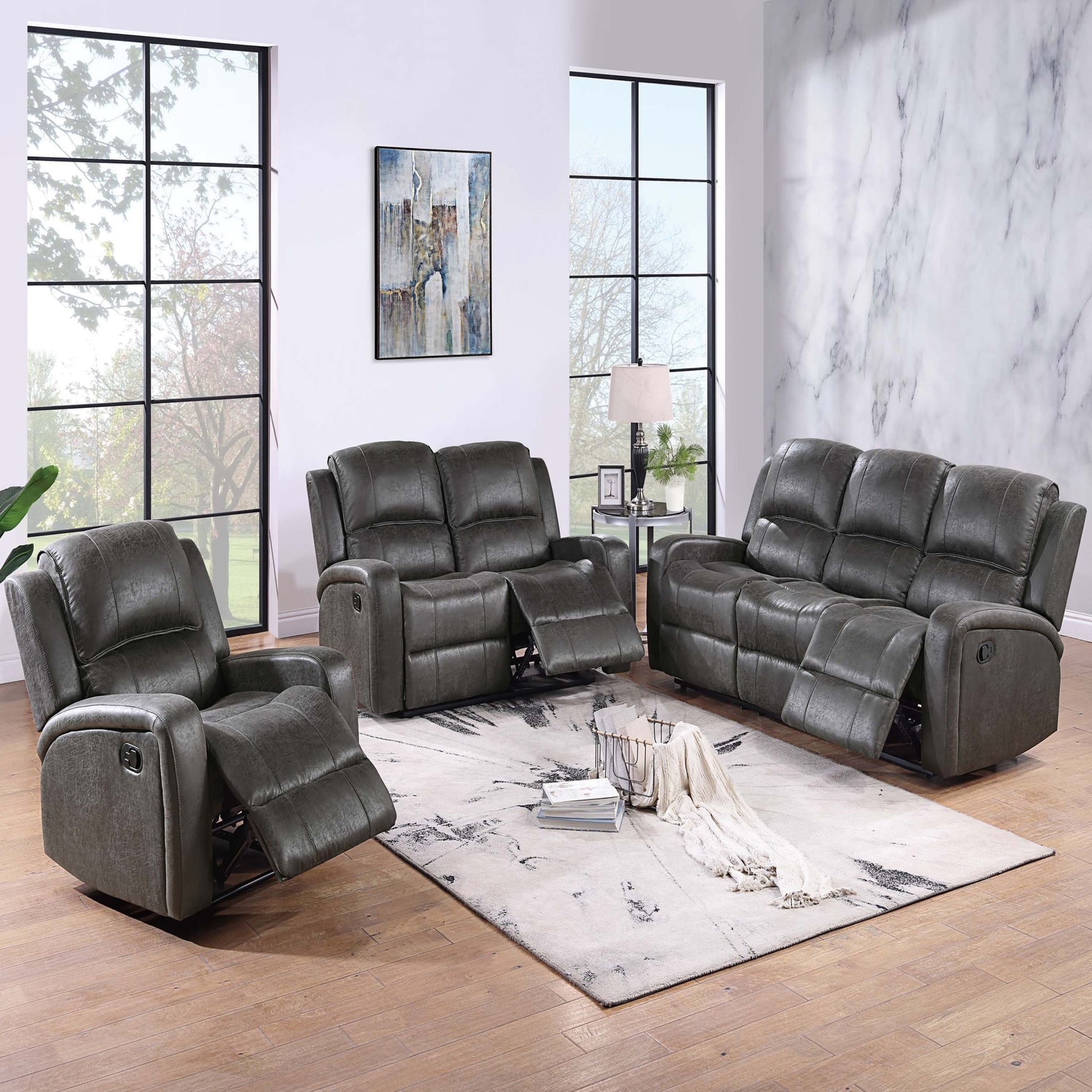 Modern Living Room Set With Square Armrest, Cushion Backrest Home Essentials