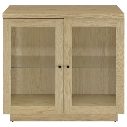Tilbury - 2-Door Glass Front Accent Display Cabinet - Light Oak Coaster Fine Furniture