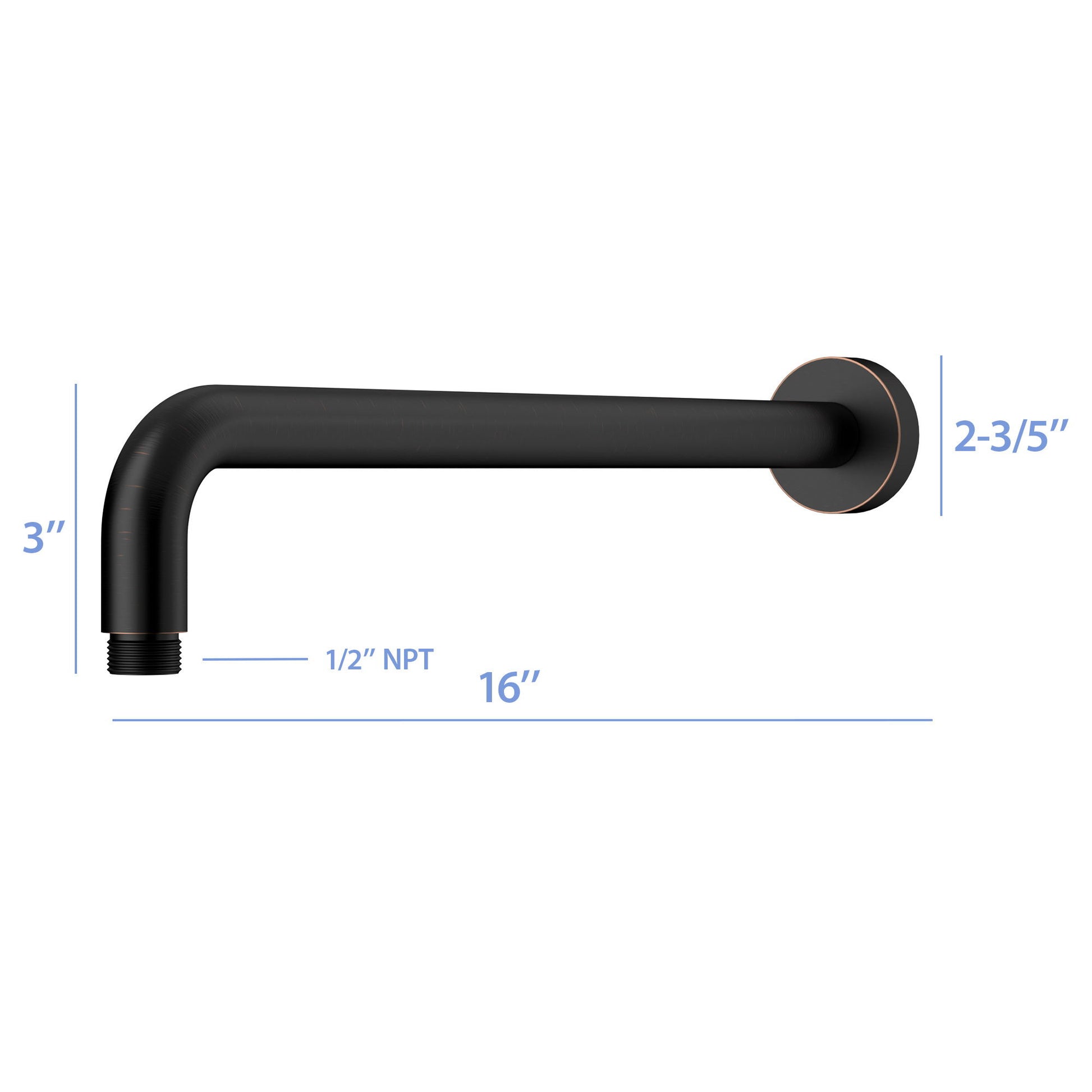 Oil Rubbed Bronze 16" Shower Arm With Flange, Stainless Steel, For Rain Shower Heads - Oil-Rubbed Bronze Daily Nest