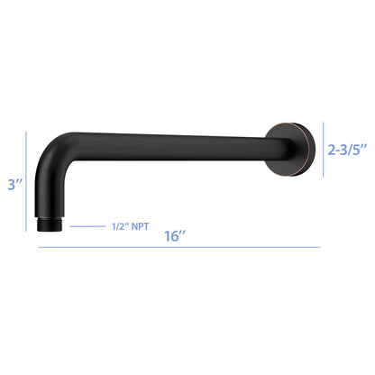 Oil Rubbed Bronze 16" Shower Arm With Flange, Stainless Steel, For Rain Shower Heads - Oil-Rubbed Bronze Daily Nest