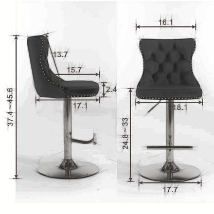 Swivel Velvet Barstools Adjusatble Seat Height From 25-33", Modern Upholstered Chrome Base Bar Stools With Backs Comfortable Tufted For Home Pub And Kitchen Island (Set of 2) Home Essentials