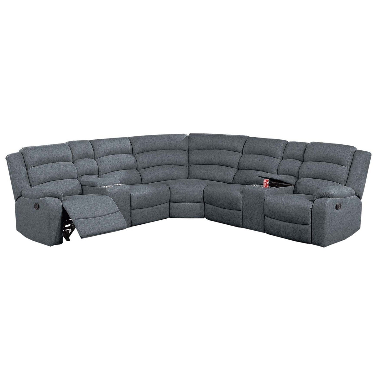 Manual Motion Reclining Loveseat 3 Piece Sectional Set With Console Storage And Cup Holders Home Essentials