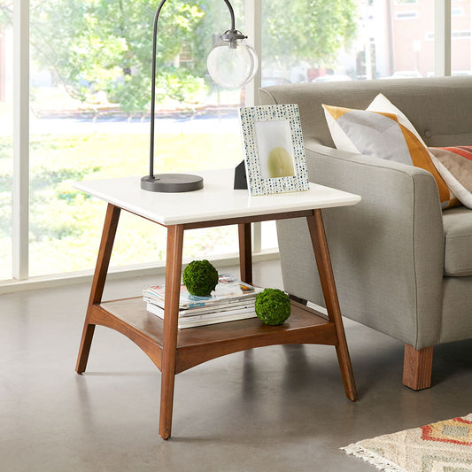 Parker - End Table - Off-White / Pecan