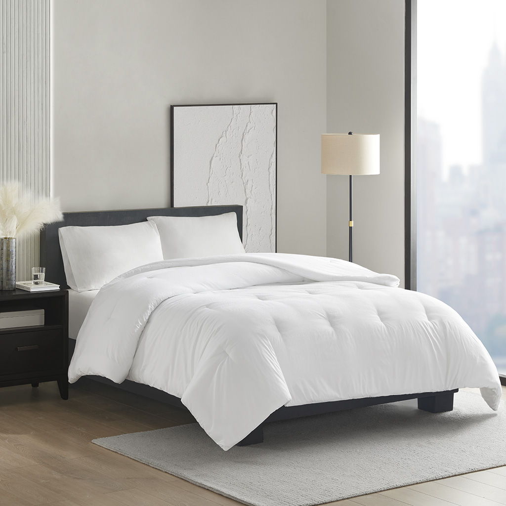 Honeycomb Textured - Oversized Down Alternative Comforter - White