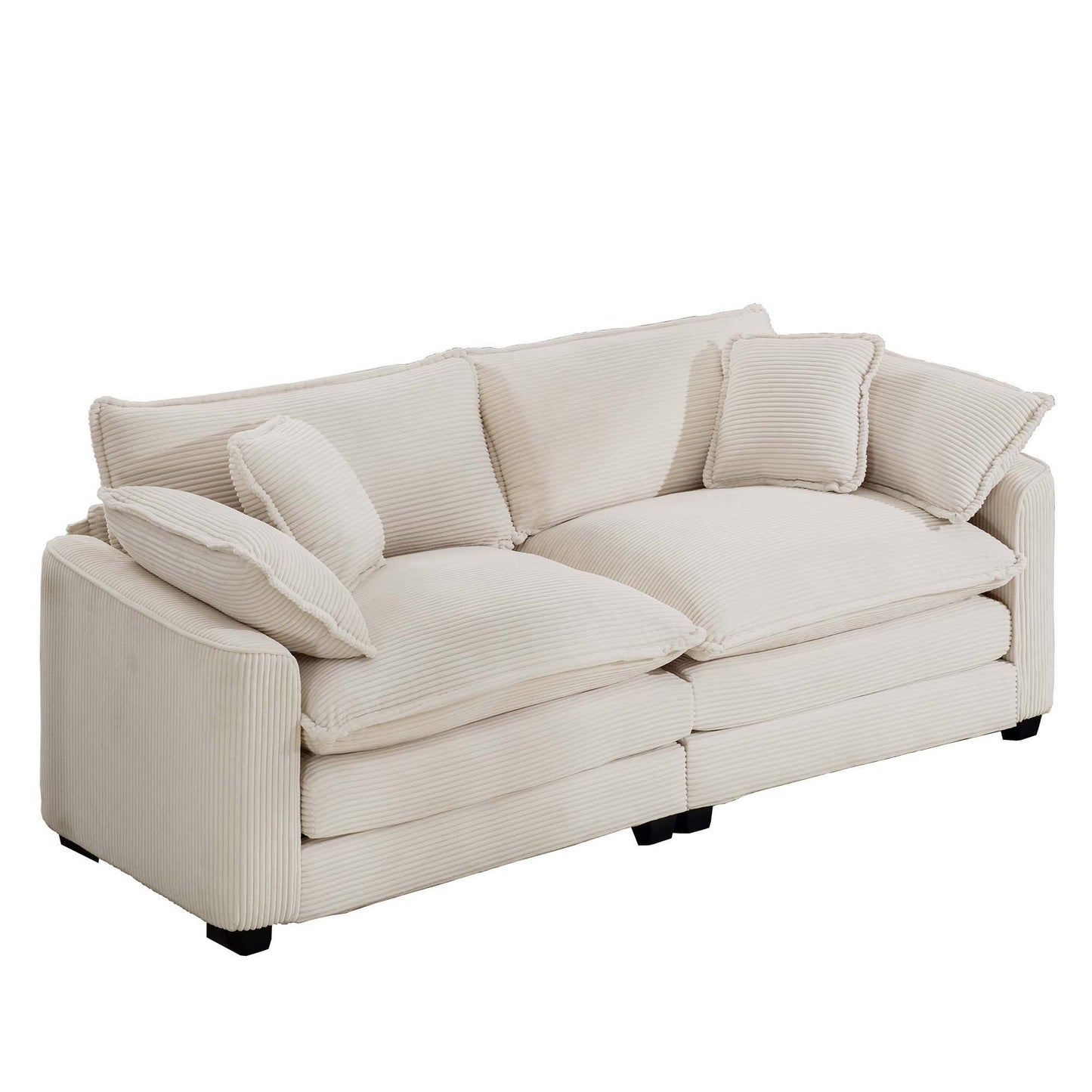 Modern 2 Seater With 4 Pillows, Upholstered Deep Seating Loveseat Home Essentials