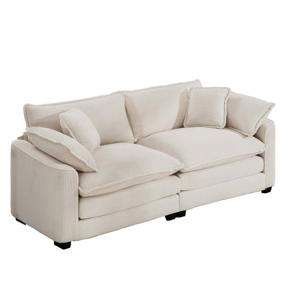 Modern 2 Seater With 4 Pillows, Upholstered Deep Seating Loveseat Home Essentials