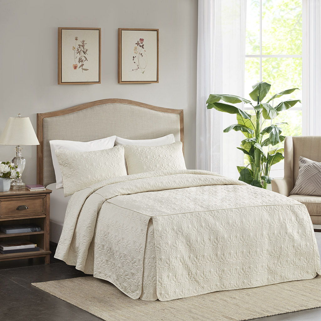 Quebec - King Fitted Bedspread (Set of 3) - Cream