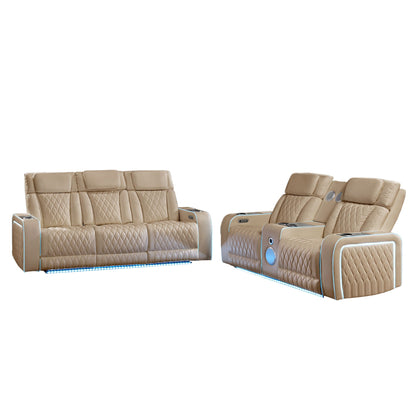 Electra - Power Reclining Set With Power Headrests, Massage And LED Lighting Matrix Furniture Group