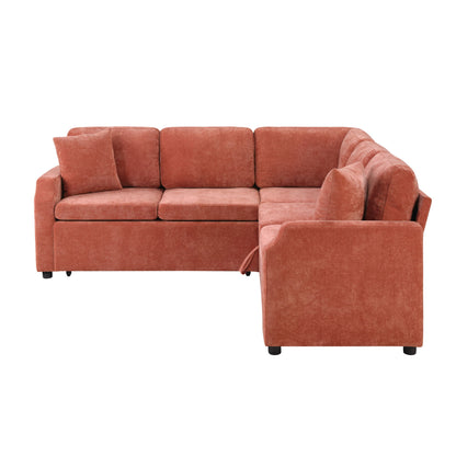Modern L Shaped Sectional Sofa Bed With Hidden Storage Chenille Upholstery Hearth and Haven