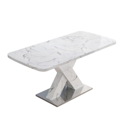 Modern Rectangle Dining Table With Stretchable TopAnd X Shape Legs Home Essentials