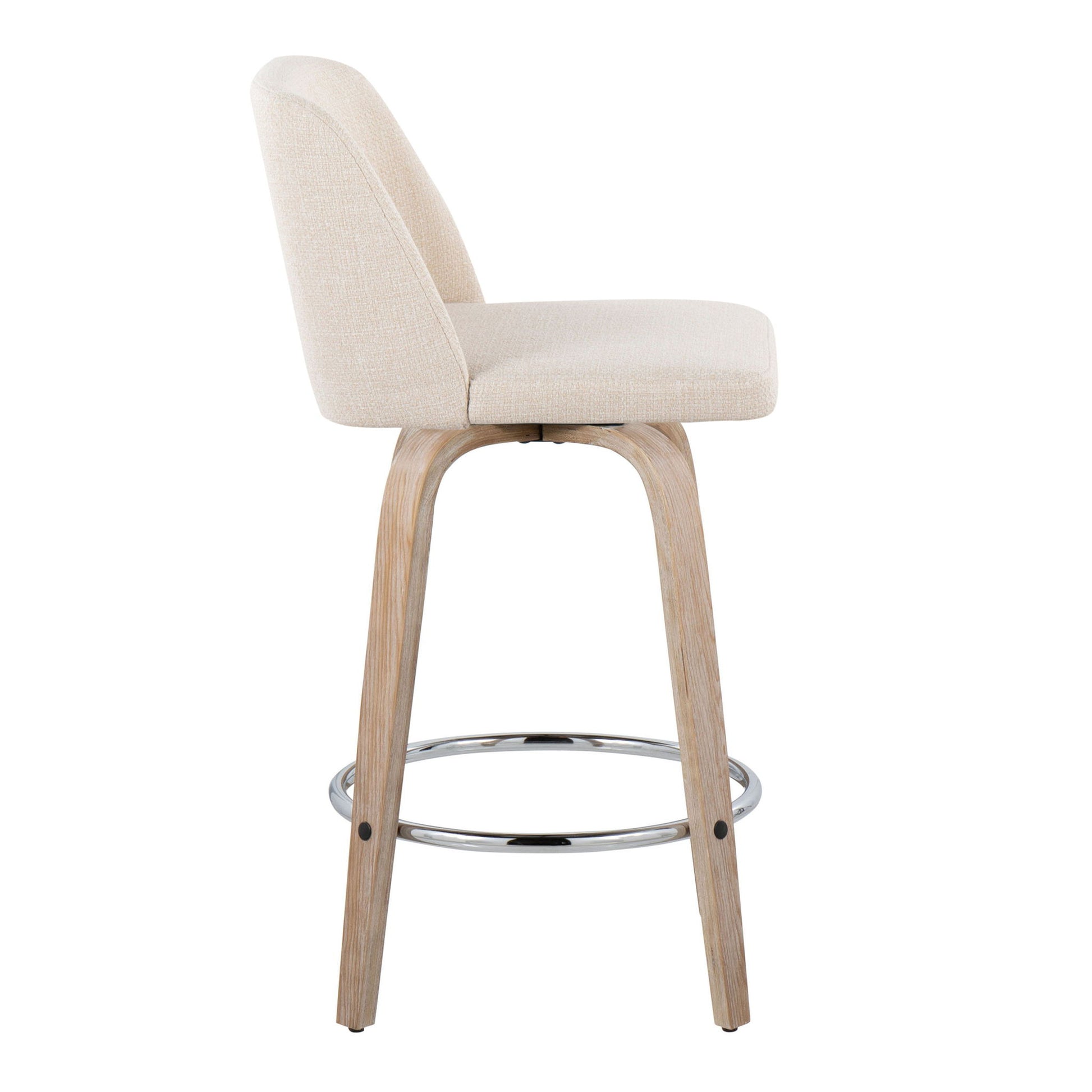 Toriano - Contemporary Fixed Height Counter Stool With Swivel & Round Footrest Modern Design (Set of 2) Lumi Source