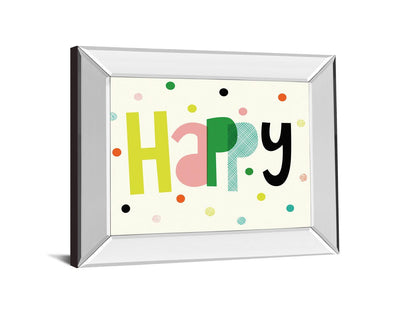 Happy By Sophie Ledesma - Mirror Framed Print Wall Art - White