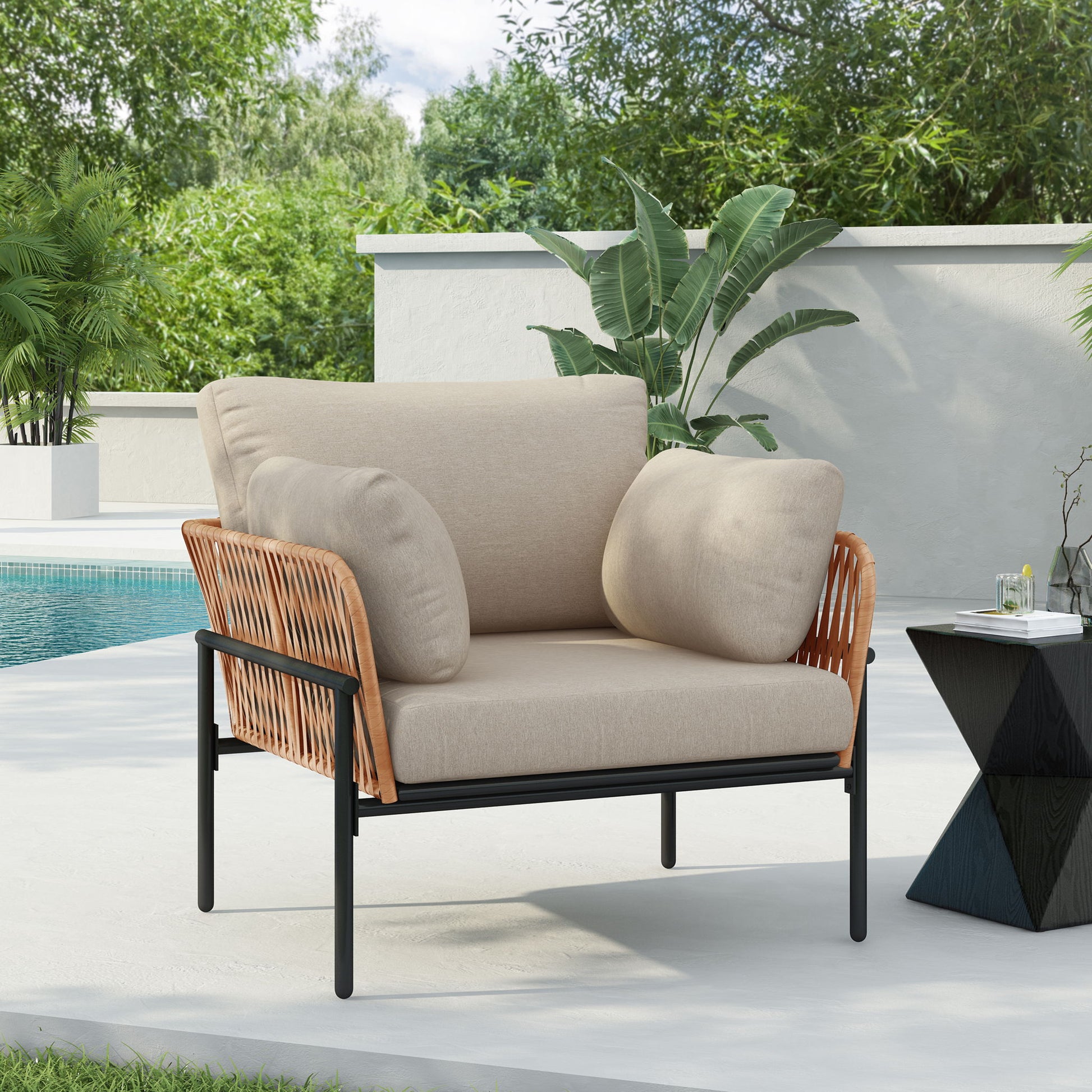 Rope Lounge Chair With Cushions For Modern Spaces Noble House