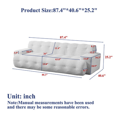 Cloud Series Minimalist Button Tufted Square Arm 3 Seater Sofa Home Essentials