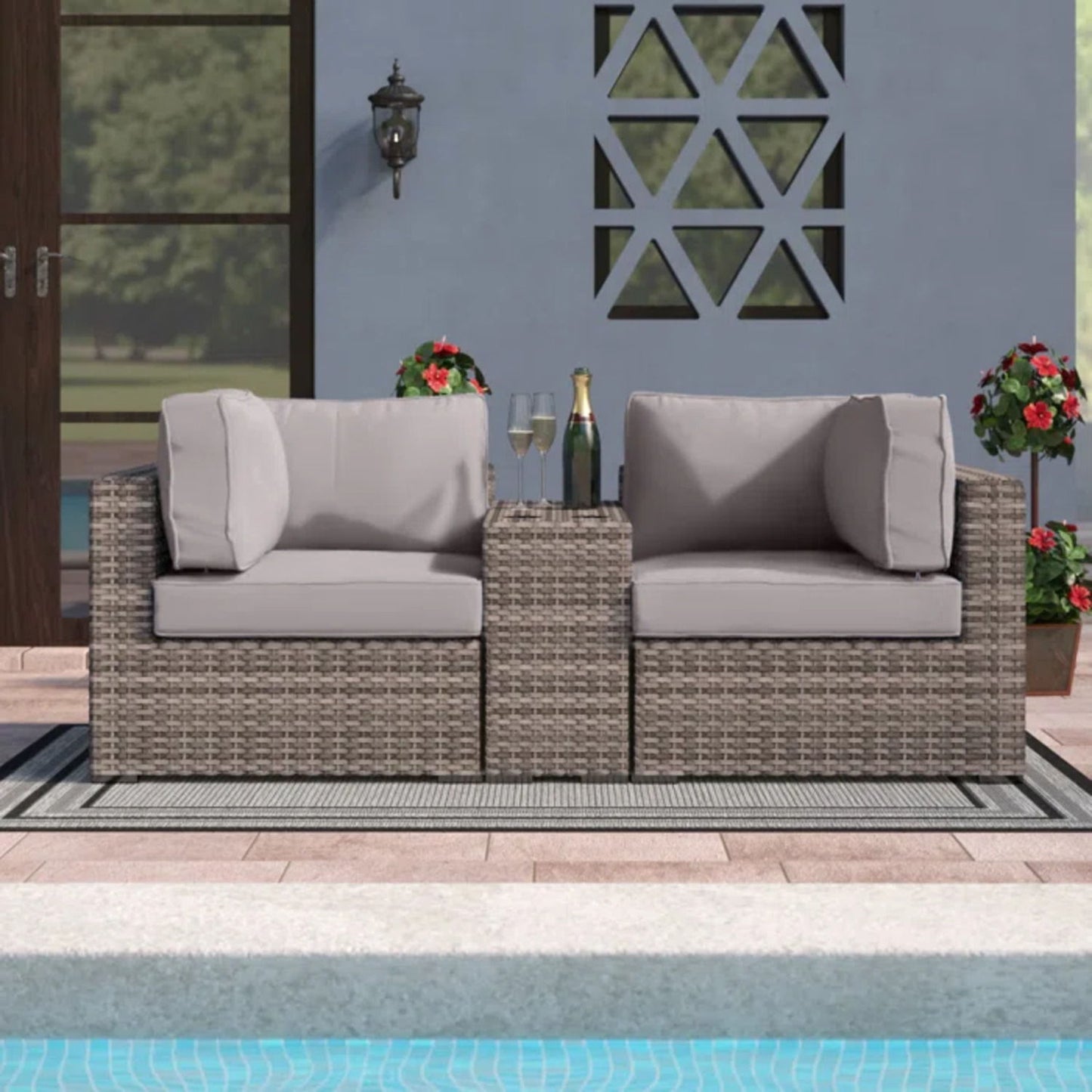 Handcrafted Outdoor Loveseat With Wicker Seating LSI Patio Furniture