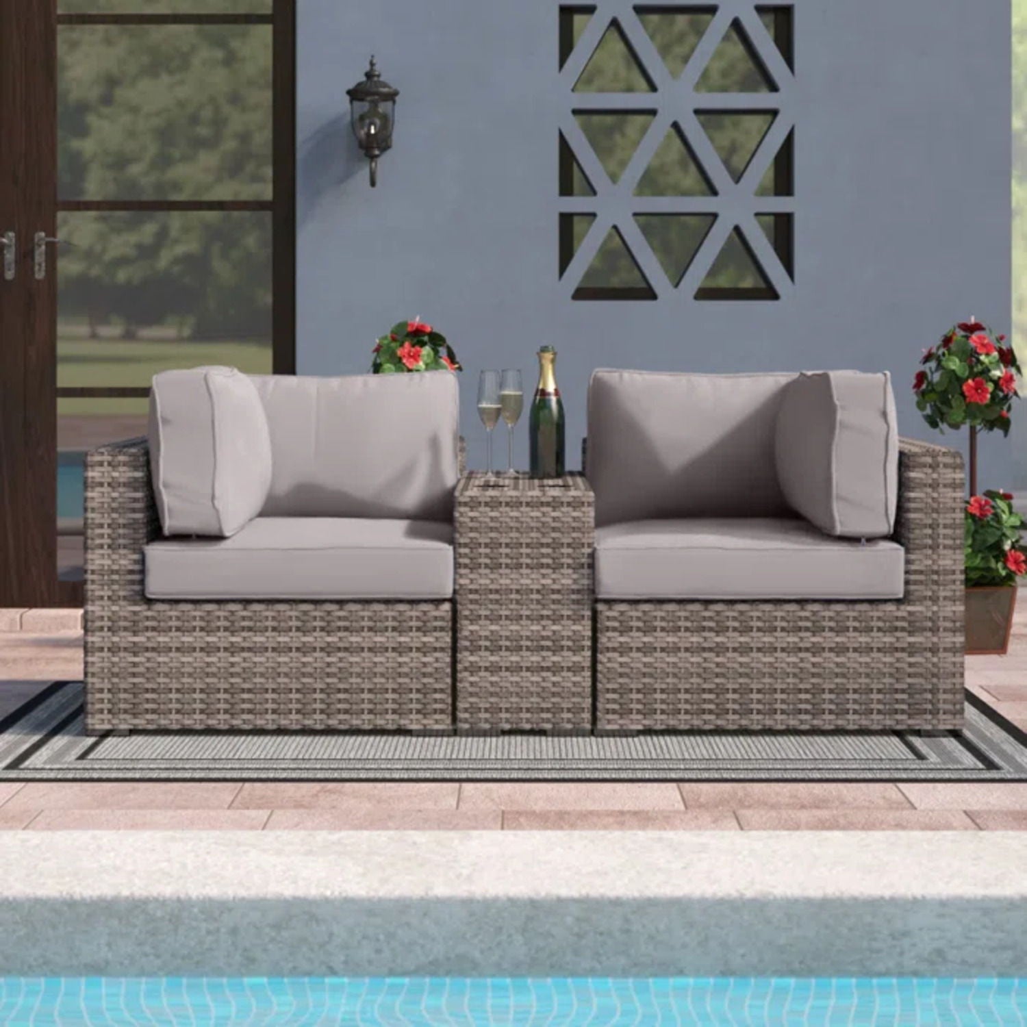 Handcrafted Outdoor Loveseat With Wicker Seating LSI Patio Furniture