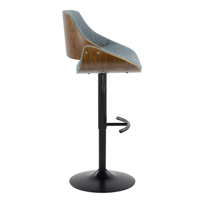 Fabrizzi - Mid Century Modern Adjustable BarStool With Rounded T Footrest (Set of 2) Lumi Source