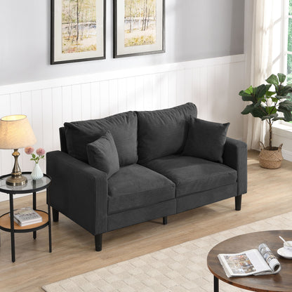 Modern Upholstered Loveseat Sofa With High Resilience, Wooden Frame - Dark Gray Home Essentials
