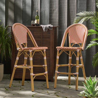 Outdoor Pe Rattan French Barstool Set Noble House