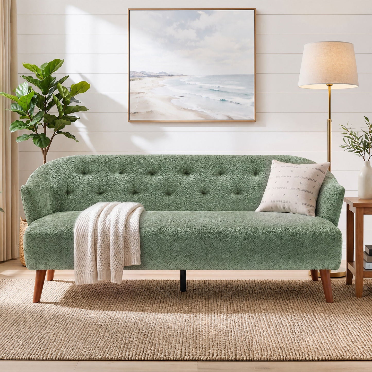 3 Seater Tufted Upholstered Couch Comfy Living Room Sofa Noble House