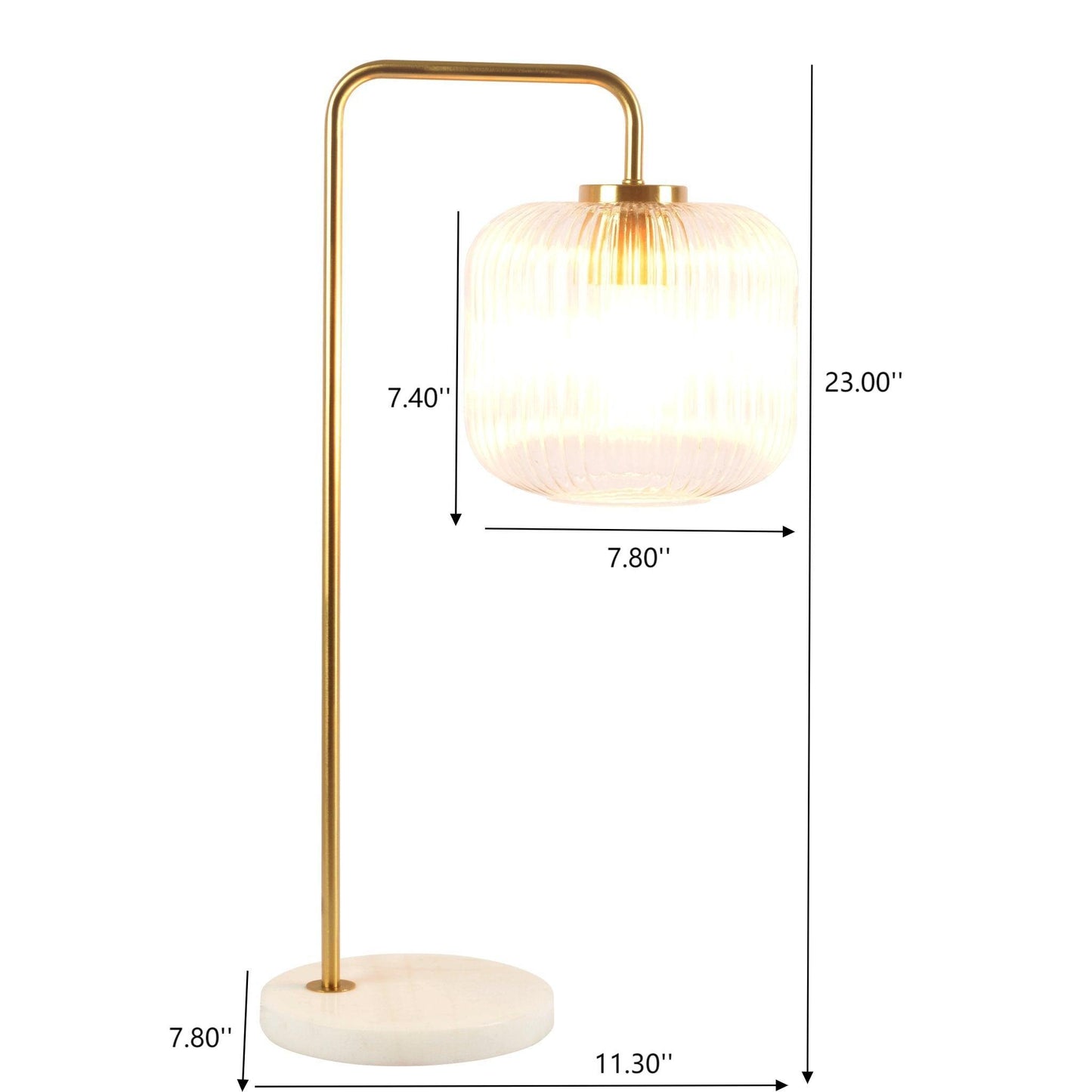Haven - Clear Table Lamp, Button Control - Gold / White / White Marble Ashcroft Furniture