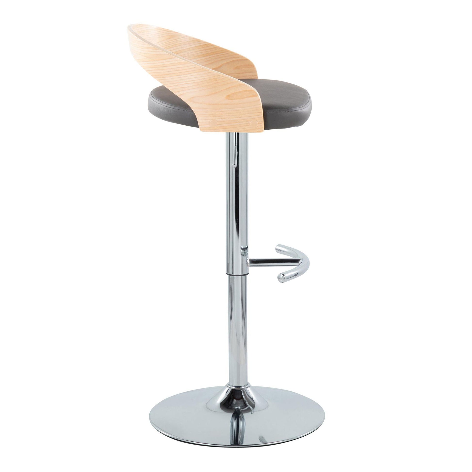Grotto - Contemporary Adjustable Barstool, Swivel With Rounded T Footrest (Set of 2) Lumi Source