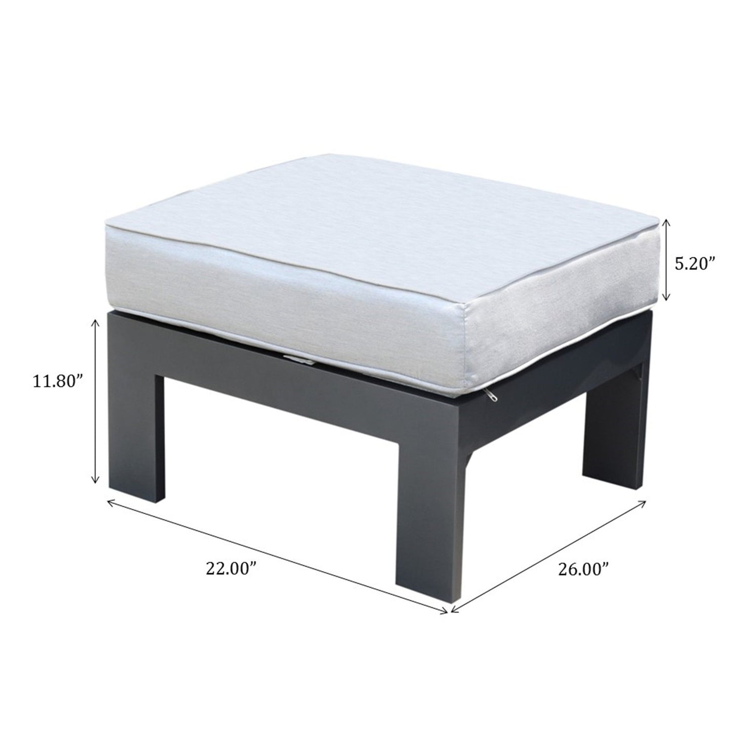 Patio Indoor Outdoor Aluminum Ottoman Footstool With Cushion