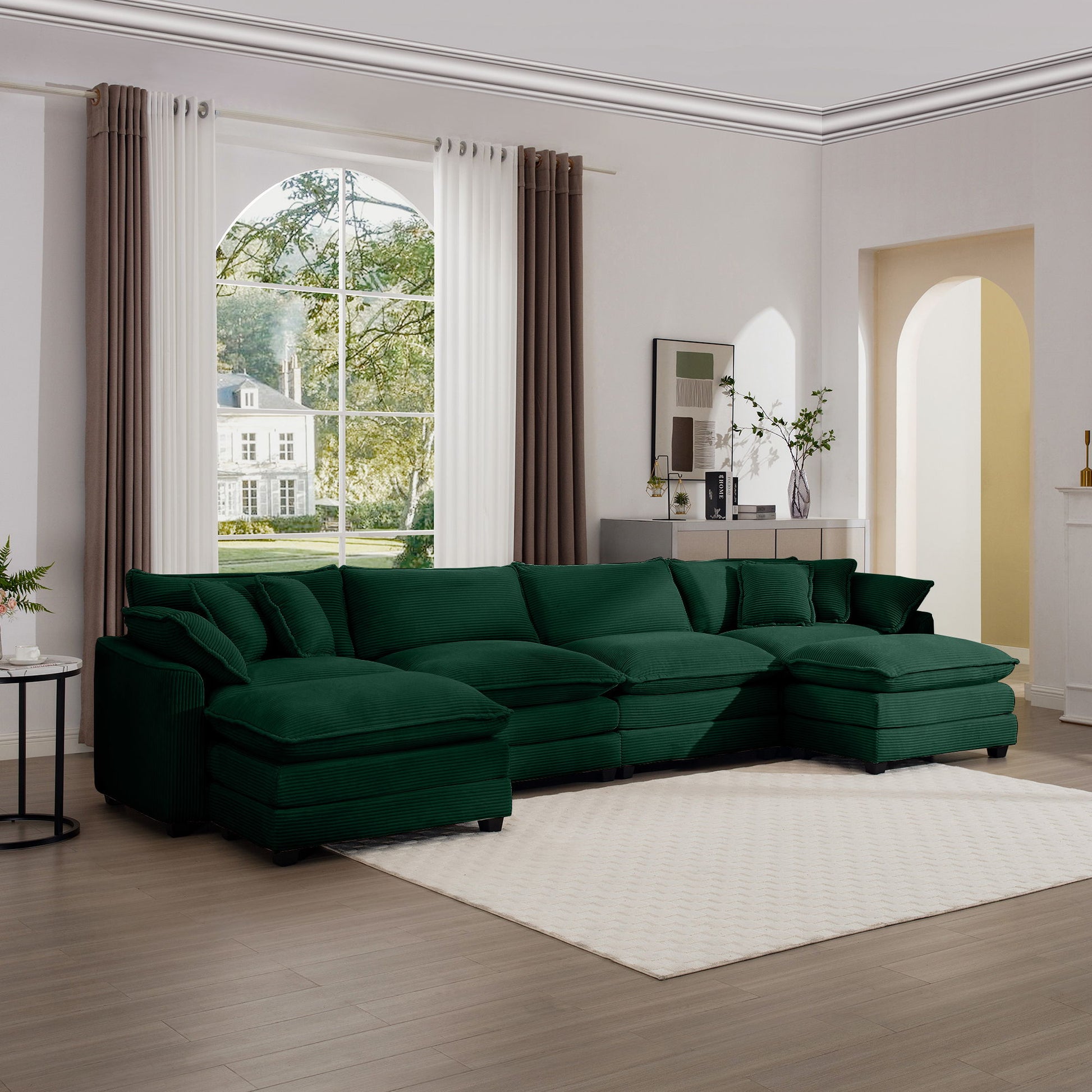 Modern Oversized Modular Cushion Sofa With Ottoman, Low Back, Deep Seating Sofa Set Home Essentials