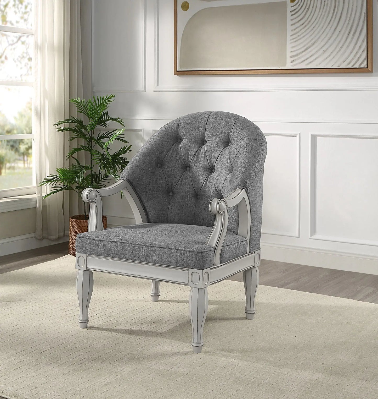 Florian - Antique Chair - Gray / White Acme