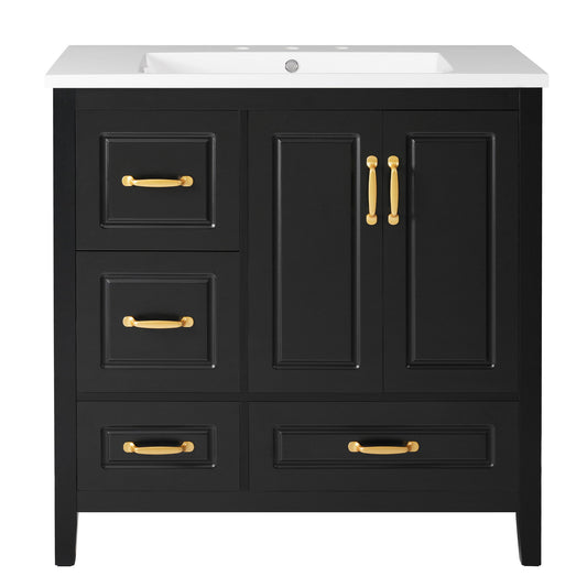 Bathroom Vanity With Sink, Soft Closing Doors & Drawers, Metal Handles Noble House