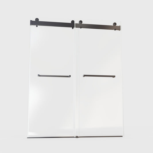 Frameless Double Sliding Soft-Close Shower Door, 3 / 8" (10Mm) Thick SGCC Tempered Glass Door, Matte Daily Nest