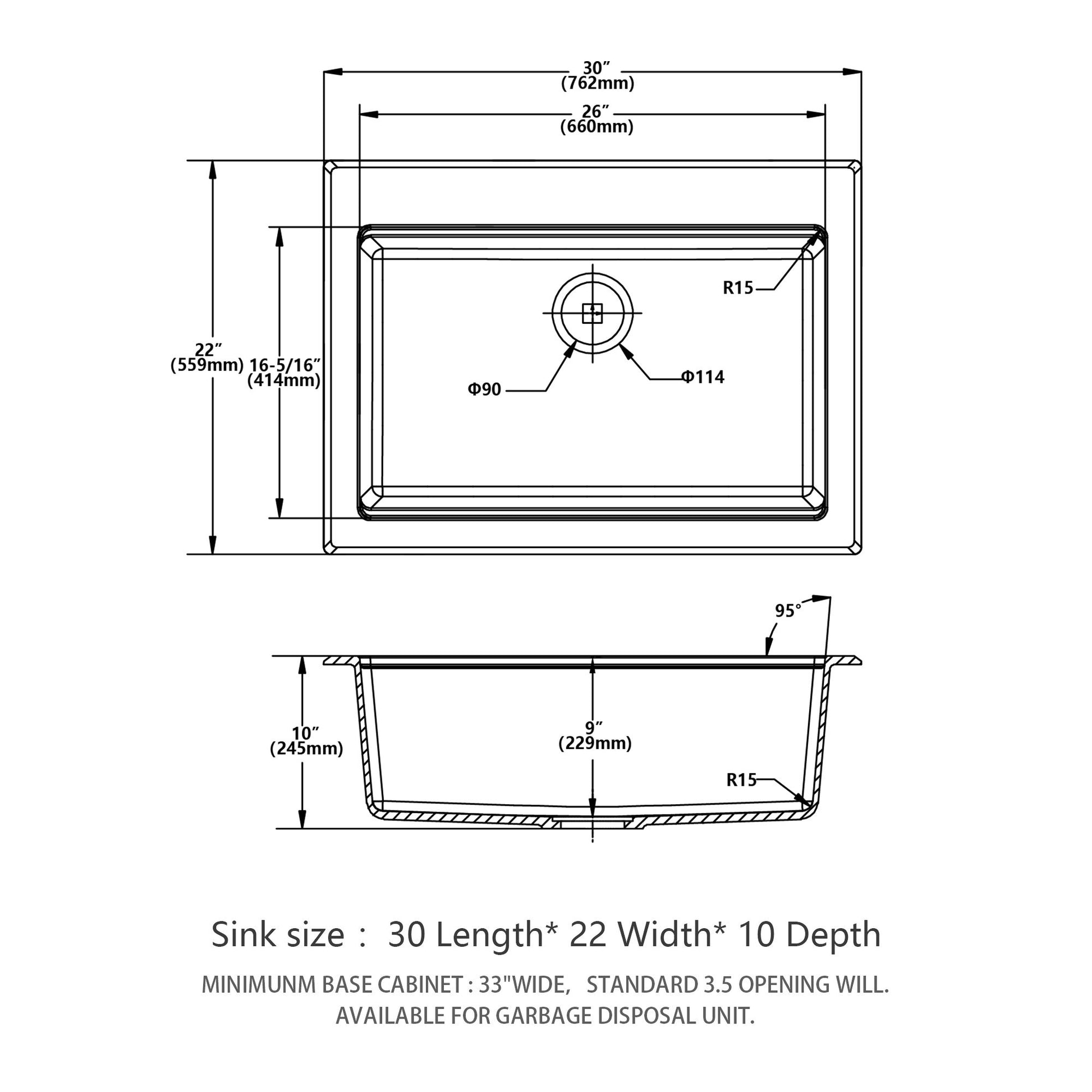 Quartz Kitchen Sink 30" X 22" Granite Composite Workstation Drop In Sink - White Daily Nest