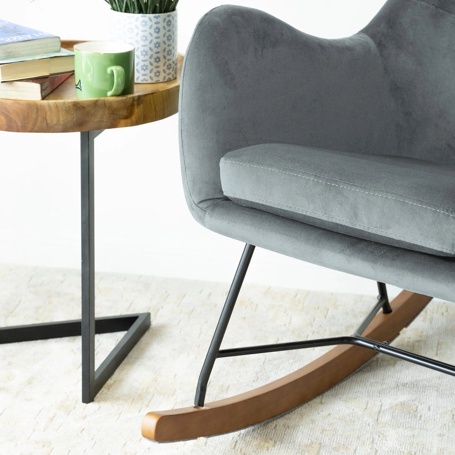 Chel - Mid-Century Modern Velvet Rocking Chair Ashcroft Furniture