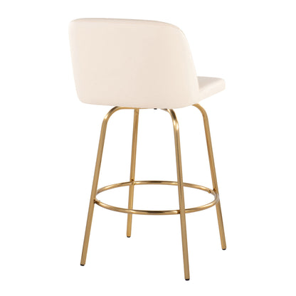 Toriano - Contemporary, Fixed Height Counter Stool With Swivel With Round Footrest (Set of 2) Lumi Source