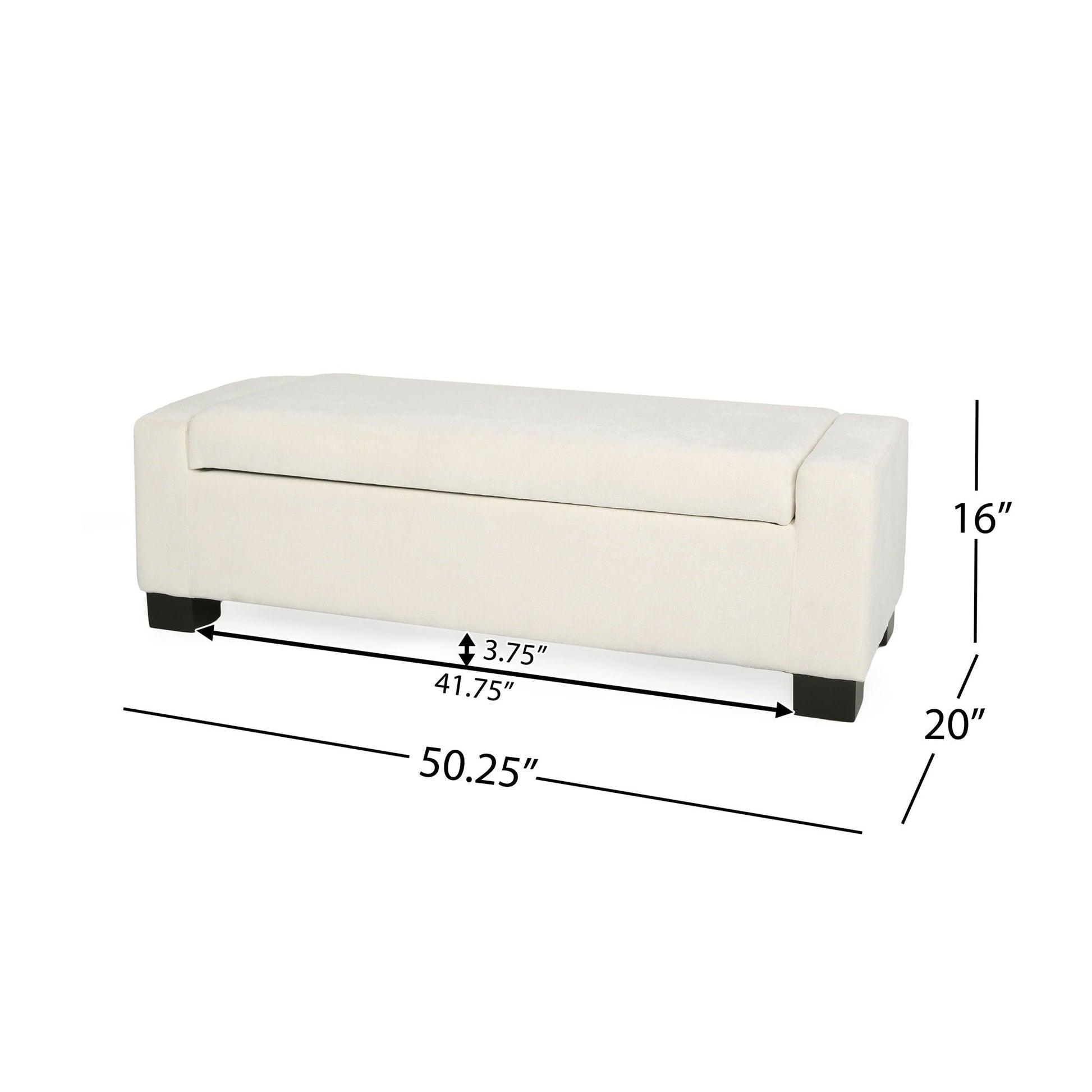 Textured Fabric Ottoman Bench With Hinged Lid Noble House