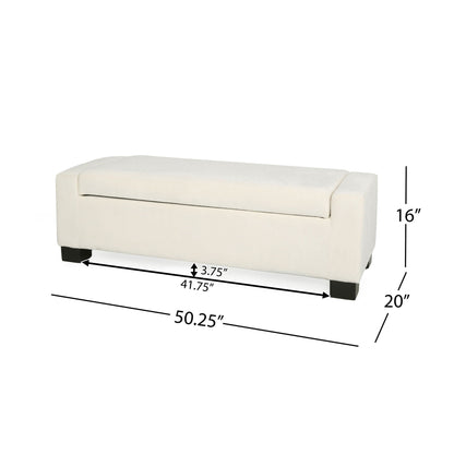 Textured Fabric Ottoman Bench With Hinged Lid Noble House