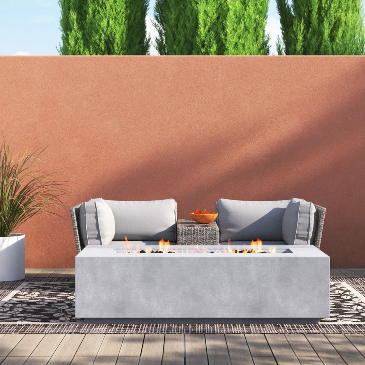 Outdoor Elegance Conversation Set With Fire Pit LSI Patio Furniture