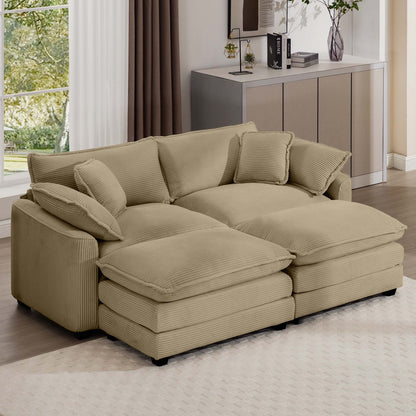 Modern Oversized Modular Cushion Sofa With Ottoman, Low Back, Deep Seating Sofa Set Home Essentials