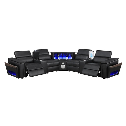 Nova - Sectional With Bluetooth Speaker, LED And Lifting Wine Cabinet Matrix Furniture Group