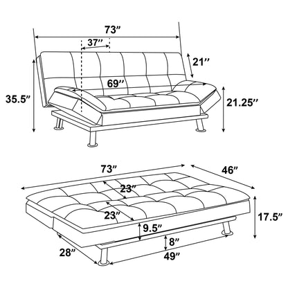 Kimpton - Upholstered Tufted Convertible Sofa Bed With Adjustable Arms Legs - White Furniture Max