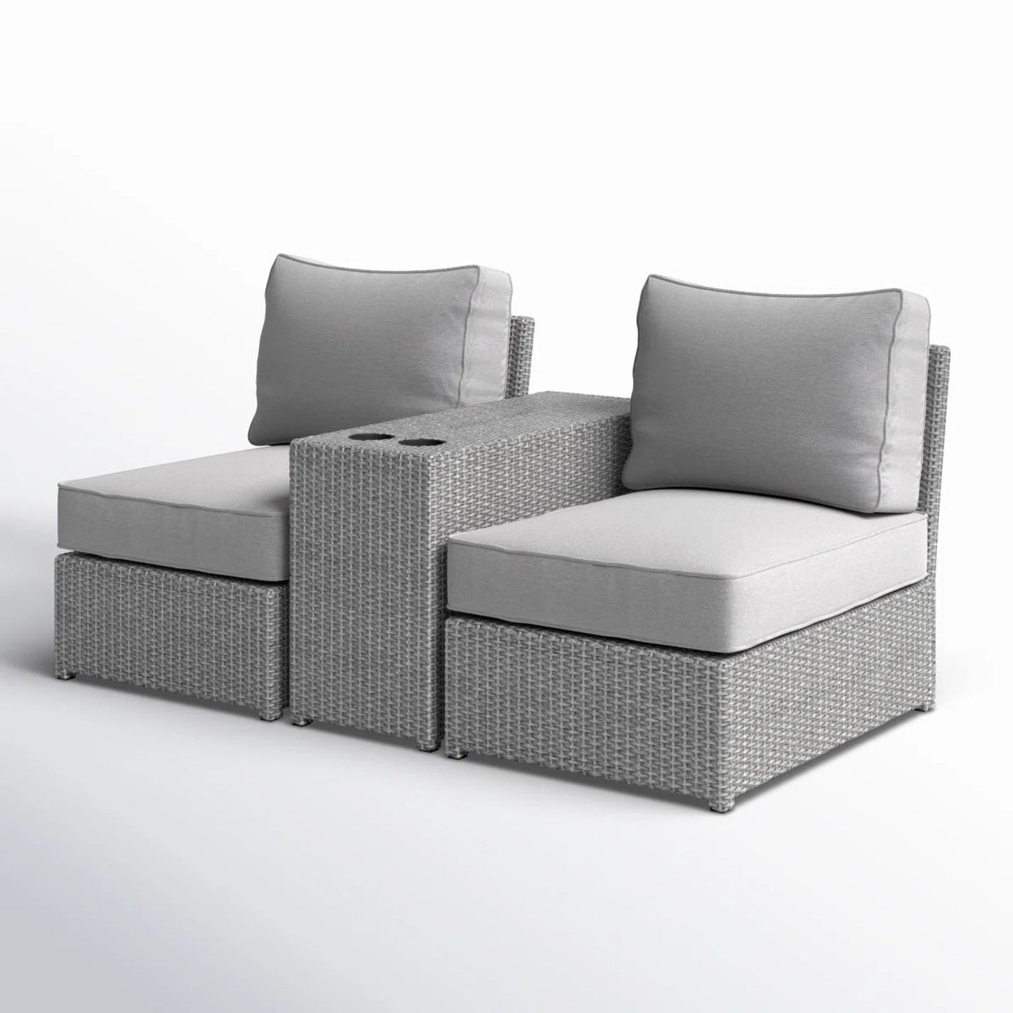 2 Person Wicker Conversation Set With Cushions, Weather Resistant LSI Patio Furniture