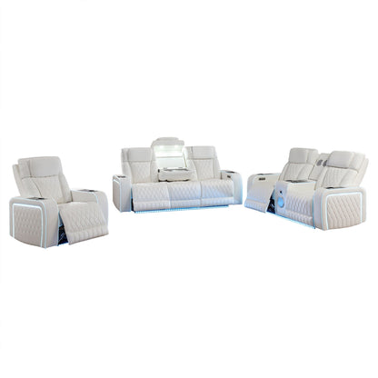 Electra - Power Reclining Set With Power Headrests, Massage And LED Lighting Matrix Furniture Group