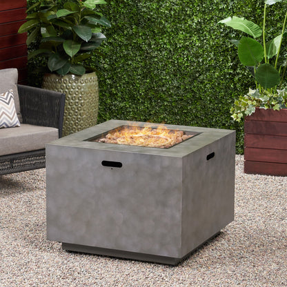 Outdoor Patio Gas Burning Fire Pit Table 50,000 Btu, Square Noble House