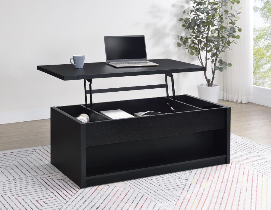 Knapp - Lift Top Cocktail Coffee Table With Dual Drawers - Black Coaster Fine Furniture