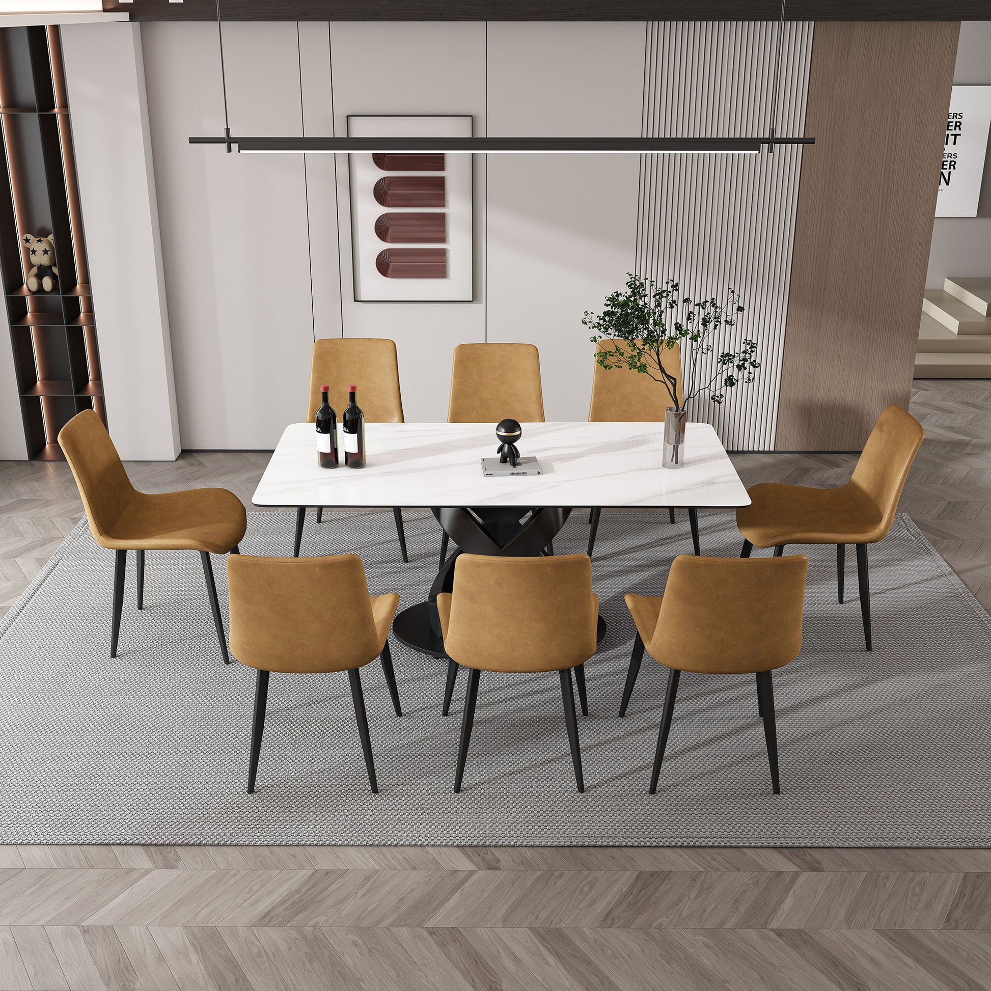 Rectangular Dining Table, Table For 8 Guests - Black / White Home Essentials