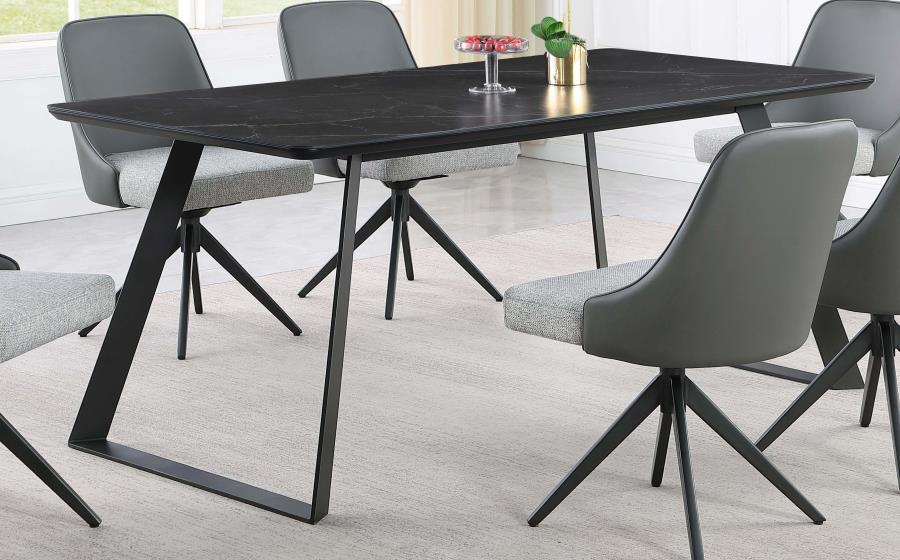 Smith - Rectangular Ceramic Top Dining Table - Black CoasterEssence