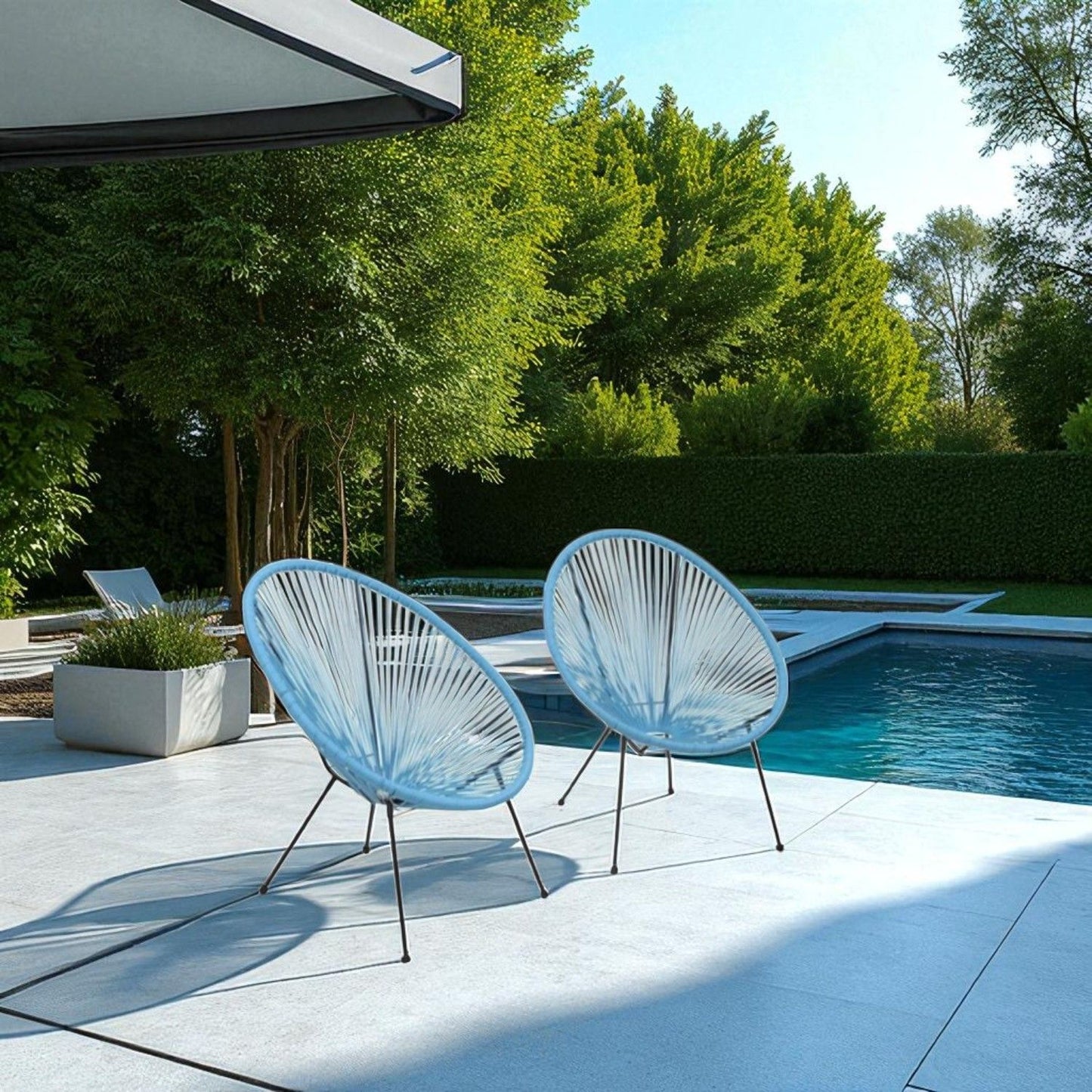 Modern Egg Shaped String Chairs (Set of 2) LSI Patio Furniture