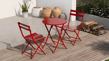 3 Piece Patio Bistro Set Of Foldable Round Table And Chairs Home Essentials