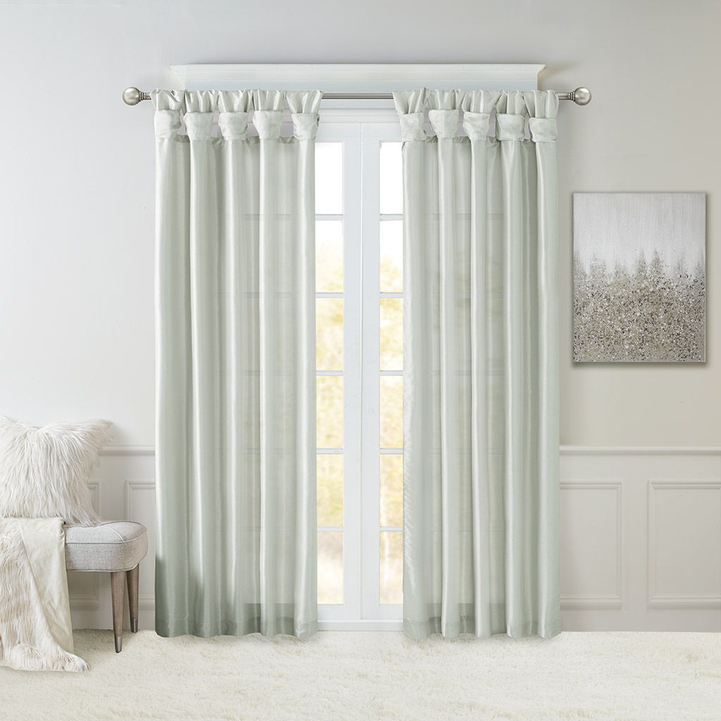 Emilia - Twist Tab Lined Window Curtain - Dusty Aqua